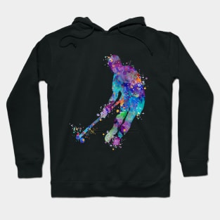 Watercolor Boy Field Hockey Player Hoodie